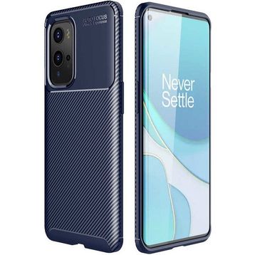 OnePlus 9 Lacivert Kılıf Silikon Karbon Serisi Mat Fiber Negro Kapak