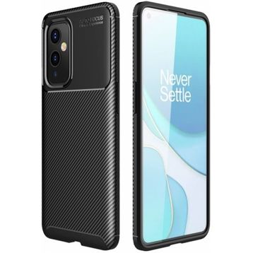 OnePlus 9 Siyah Kılıf Silikon Karbon Serisi Mat Fiber Negro Kapak