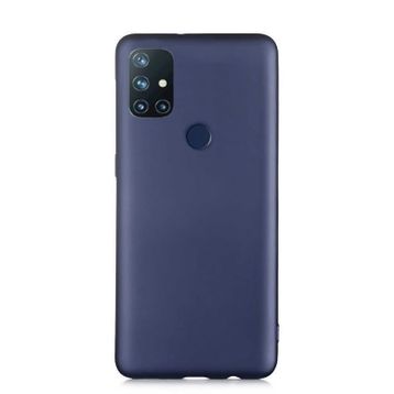 OnePlus Nord N10 Lacivert Kılıf Silikon Deri Görünümlü Parmak İzi Bırakmaz Niss