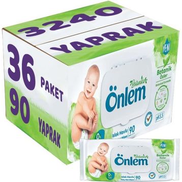 Önlem Botanika Özlü Plastik Kapaklı 36x90 Adet Bebek Islak Mendil