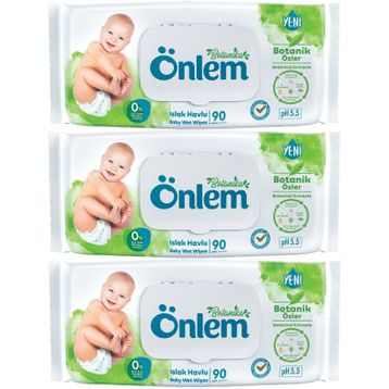 Önlem Botanika Özlü Plastik Kapaklı 3x90 Adet Bebek Islak Mendil