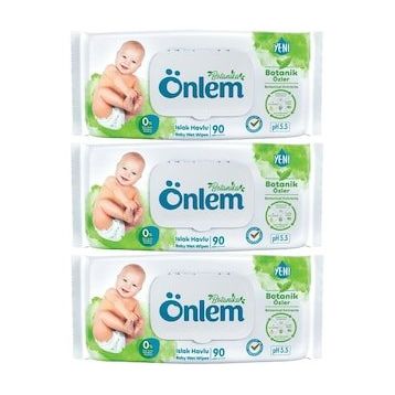 Önlem Botanika Özlü Plastik Kapaklı 3x90 Adet Bebek Islak Mendil