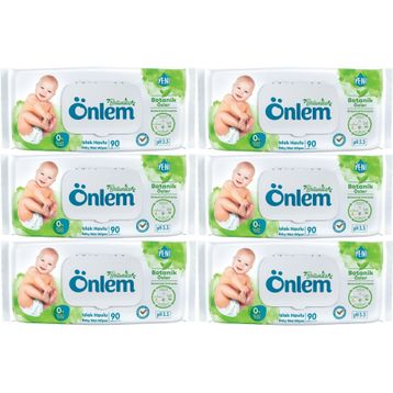 Önlem Botanika Özlü Plastik Kapaklı 6x90 Adet Bebek Islak Mendil