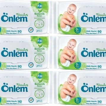 Önlem Botanika Özlü Plastik Kapaklı 6x90 Adet Bebek Islak Mendil