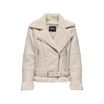 Only 15260002 Onlagnete Faux Leather Krem Biker JKT OTW Kadın Mont