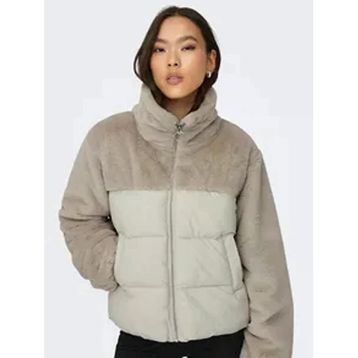 Only 15292945-MOONBEAN Wanja Fur Puffer Mix Krem Kadın Mont