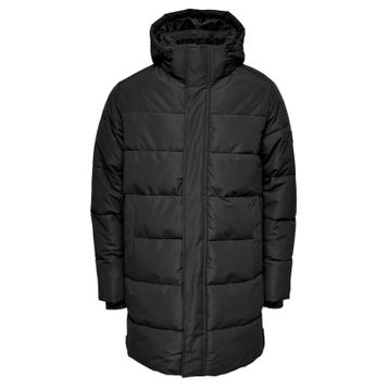 Only 22020156 Siyah Onscarl Long Quilted Coat Otw Erkek Günlük Mont
