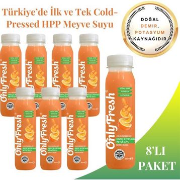 Only Fresh 250 ml Havuç Portakal Karışım Taze Soğuk Sıkım Meyve Suyu (8 adet)