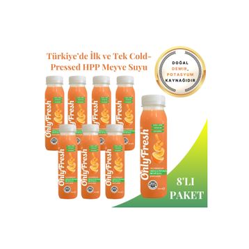 Only Fresh 250 ml Havuç Portakal Karışım Taze Soğuk Sıkım Meyve Suyu (8 adet)