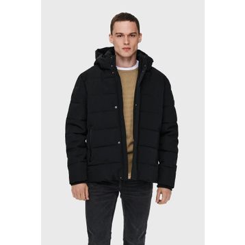 Only & Sons 22019598 Siyah Onscayson Kapüşonlu Regular Fit Erkek Mont