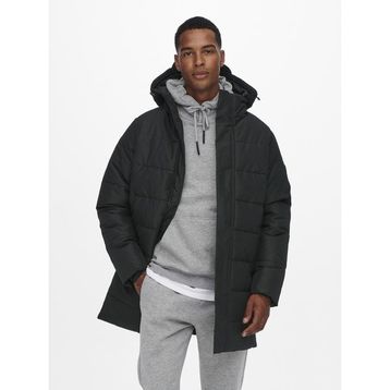 Only & Sons 22020156-02 Carl Long Quilted Coat OTW Siyah Erkek Mont