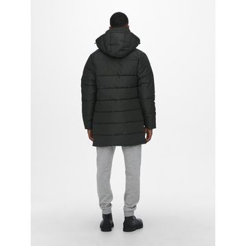 Only & Sons 22020156-02 Carl Long Quilted Coat OTW Siyah Erkek Mont