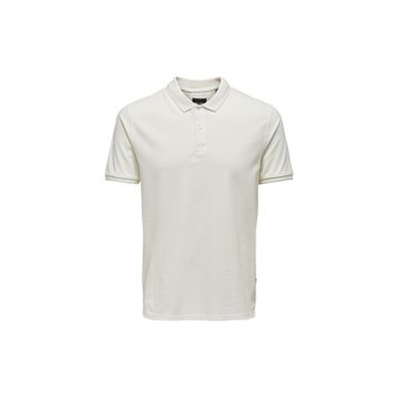 Only & Sons 22021769_ONSTRAVIS SLIM WASHED SS P Düz Beyaz Erkek Polo T-shirt