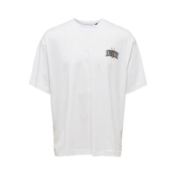 Only & Sons 22022638 Onsgarth Ovz Beetle Ss Tee Açık Beyaz Oversize Erkek T-shirt