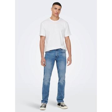 Only & Sons 22025208_ONSMAX LIFE REG SS STITCH O Yaka Düz Beyaz Erkek T-shirt