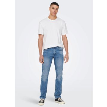 Only & Sons 22025208_ONSMAX LIFE REG SS STITCH O Yaka Düz Beyaz Erkek T-shirt