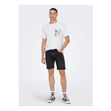 Only & Sons 22025286_ONSPERRY LIFE REG LEAF SS O Yaka Düz Beyaz Erkek T-shirt