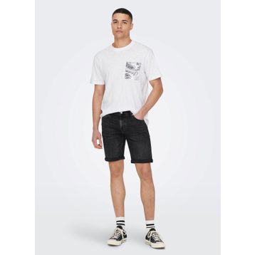 Only & Sons 22025286_ONSPERRY LIFE REG LEAF SS O Yaka Düz Beyaz Erkek T-shirt