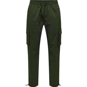 Only & Sons Onscommon 22029750 Haki Slim Fit Beli Lastikli ve Bağlamalı Pamuklu Erkek Kargo Pantolon