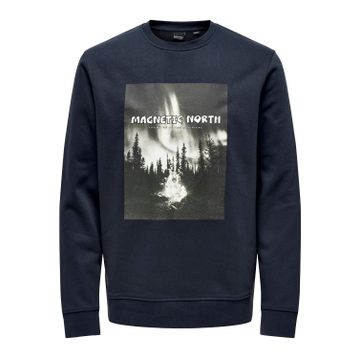 Only & Sons Onsoren Reg Photoprint Swt Crew Koyu Lacivert Erkek Sweatshirt