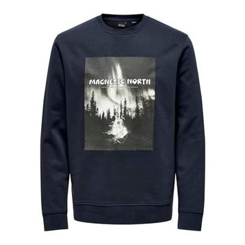 Only & Sons Onsoren Reg Photoprint Swt Crew Koyu Lacivert Erkek Sweatshirt