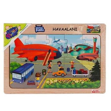 Onyıl Oyuncak ONY-233-234-235-236 Havaalanı Lego Ahşap Eğitici Puzzle