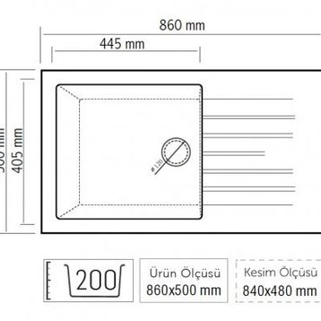 OPAL UM-86 XL Graphıte Grey Granit Eviye