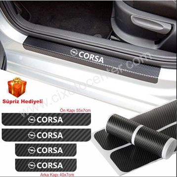 Opel Corsa 4 Adet Karbon Kapı Eşiği Sticker