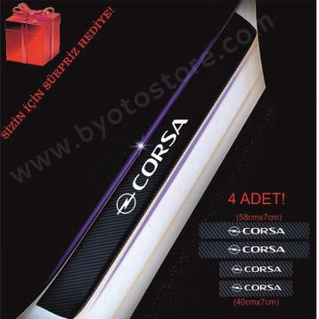 Opel Corsa 4 Adet Karbon Kapı Eşiği Sticker