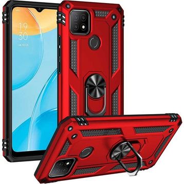 Oppo A15 Kırmızı Kılıf Zırhlı Standlı Mıknatıslı Tank Kapak
