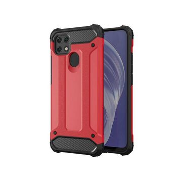 Oppo A15 Kırmızı Kılıf Zırhlı Standlı Mıknatıslı Tank Kapak