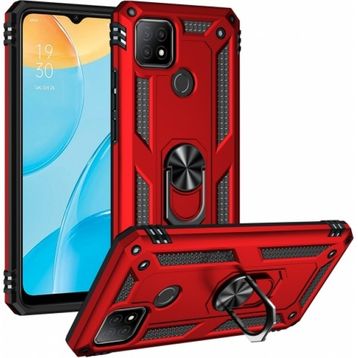 Oppo A15s Kırmızı Kılıf Zırhlı Standlı Mıknatıslı Tank Kapak