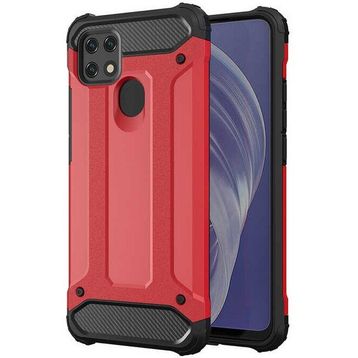 Oppo A15s Kırmızı Kılıf Zırhlı Standlı Mıknatıslı Tank Kapak