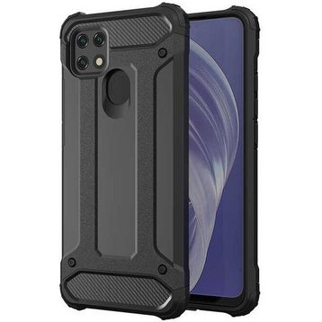 Oppo A15s Siyah Kılıf Zırhlı Standlı Mıknatıslı Tank Kapak