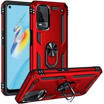 Oppo A54 Kırmızı Kılıf Zırhlı Standlı Mıknatıslı Tank Kapak