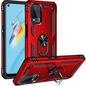 Oppo A54 Kırmızı Kılıf Zırhlı Standlı Mıknatıslı Tank Kapak