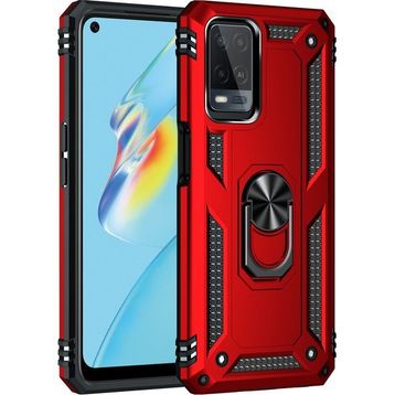 Oppo A54 Kırmızı Kılıf Zırhlı Standlı Mıknatıslı Tank Kapak
