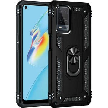 Oppo A54 Siyah Kılıf Auto Focus Serisi Soft Premium Standlı Yüzüklü Kapak
