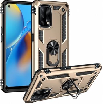 Oppo A74 Gold Kılıf Zırhlı Standlı Mıknatıslı Tank Kapak
