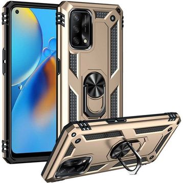 Oppo A74 Gold Kılıf Zırhlı Standlı Mıknatıslı Tank Kapak