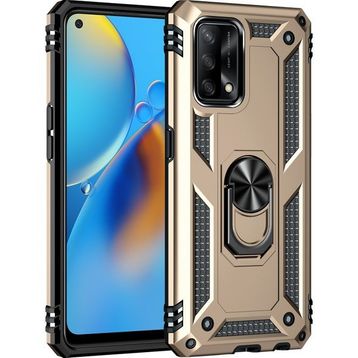 Oppo A74 Gold Kılıf Zırhlı Standlı Mıknatıslı Tank Kapak