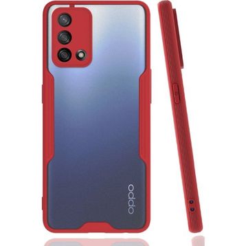 Oppo A74 Kırmızı Kılıf Zırhlı Standlı Mıknatıslı Tank Kapak