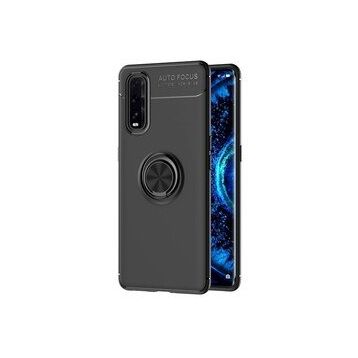 Oppo Find X2 Range Yüzüklü Silikon Siyah Kılıf