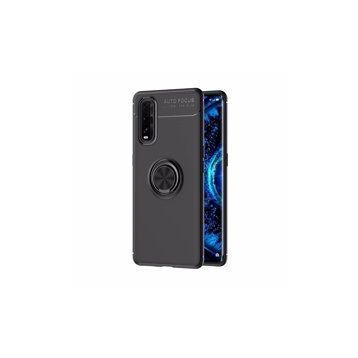 Oppo Find X2 Range Yüzüklü Silikon Siyah Kılıf