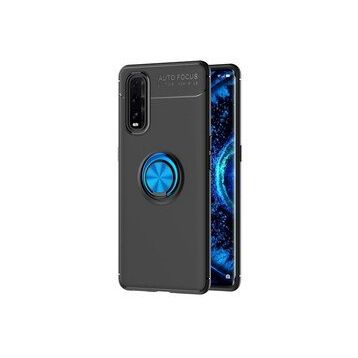 Oppo Find X2 Range Yüzüklü Silikon Siyah-Mavi Kılıf