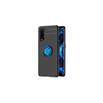 Oppo Find X2 Range Yüzüklü Silikon Siyah-Mavi Kılıf