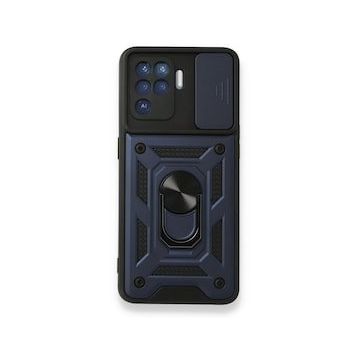 Oppo Reno 5 Lite Pars Lens Yüzüklü Silikon Lacivert Kılıf