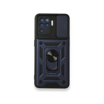 Oppo Reno 5 Lite Pars Lens Yüzüklü Silikon Lacivert Kılıf