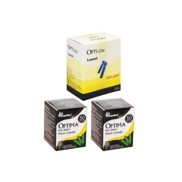Optima 2x50 Adet Şeker Ölçüm Stribi + 100 Adet Parmak Delme Çubuğu