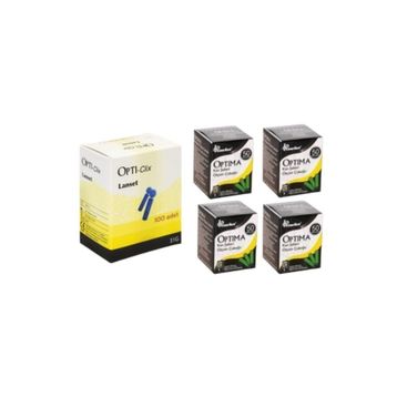 Optima 4x50'li Kan Şekeri Ölçüm Çubuğu + 100 Adet Parmak Delme Çubuğu